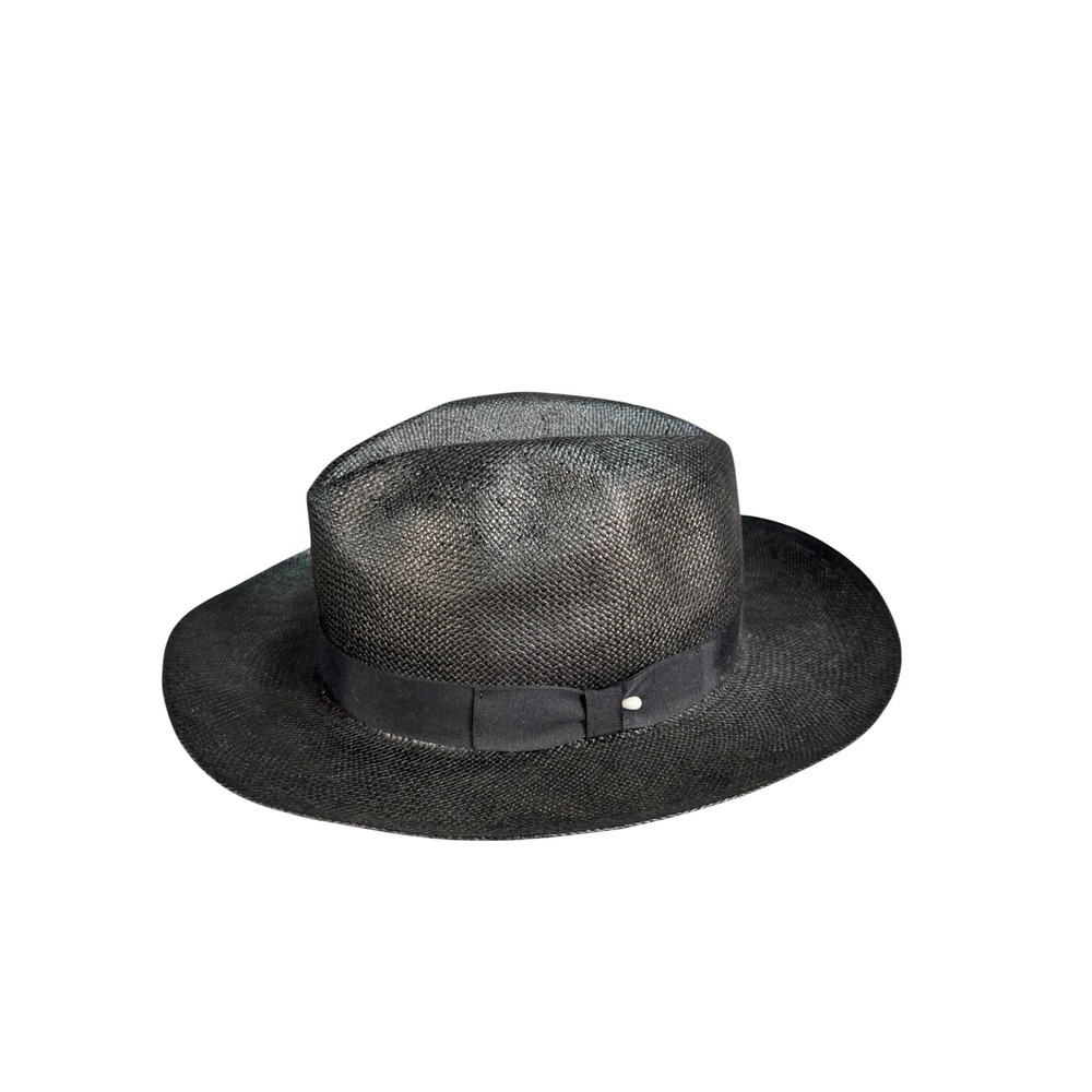 Capas Headwear Black Panama Straw Fedora Hat Genuine Hand Woven Capas Design